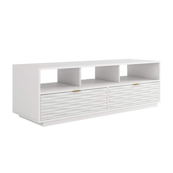 SAUDER Morgan Main 60.039 in. White Entertainment Credenza Fits TV's up to 65 in.
