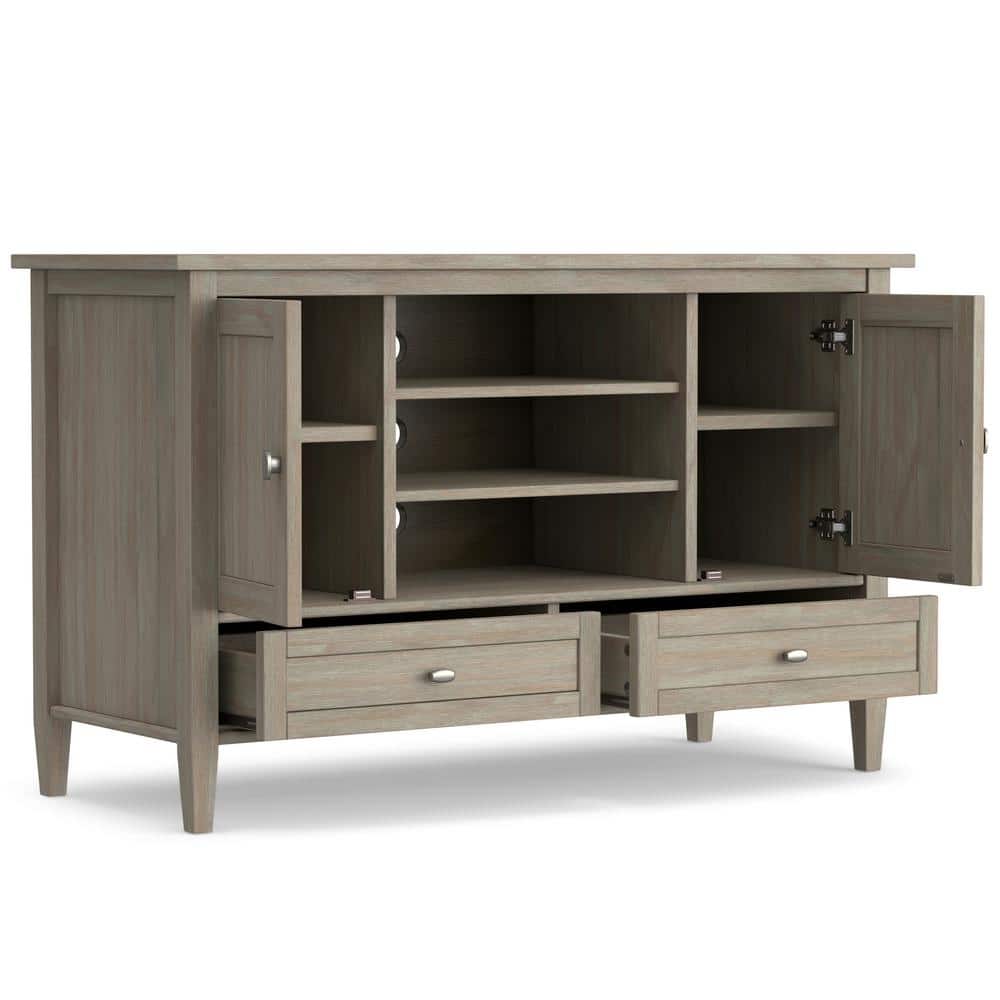 Distressed Gray Pine 47" TV Cabinet with Adjustable Shelves