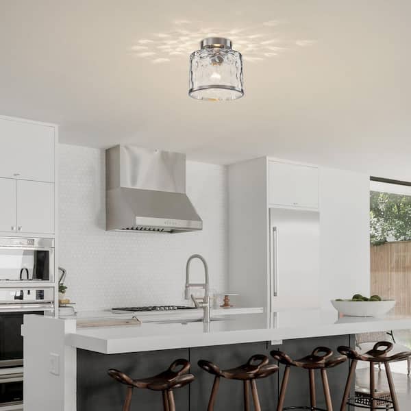 TinHon Modern Nickel Semi Flush Mount Ceiling Light, 1-Light