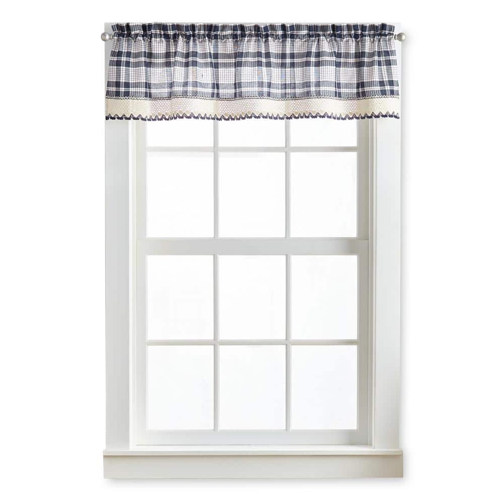 Curtainworks Seaton Indoor Polyester Light Filtering Rod Pocket Valance , Navy , 28"x36", Adult