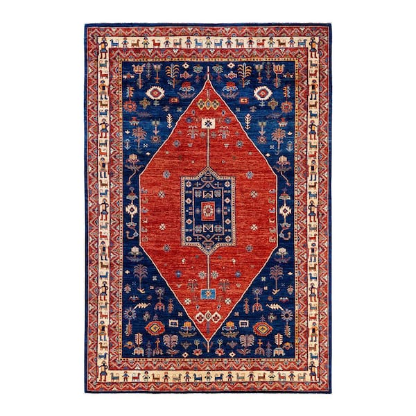 Serapi Blue 6 ft. x 9 ft.Tribal Wool Indoor Area Rug