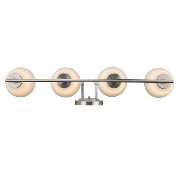 Bel Air Lighting Fifer 31.75 in. 4-Light Brushed Nickel Bathroom 