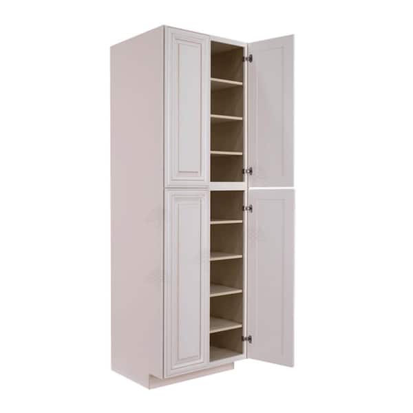 LIFEART CABINETRY Princeton Assembled 30 in. x 96 in. x 27 in. Tall Pantry with 4-Doors in Creamy White