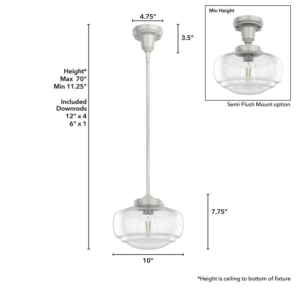 Saddle Creek Brushed Nickel Mini Schoolhouse Pendant