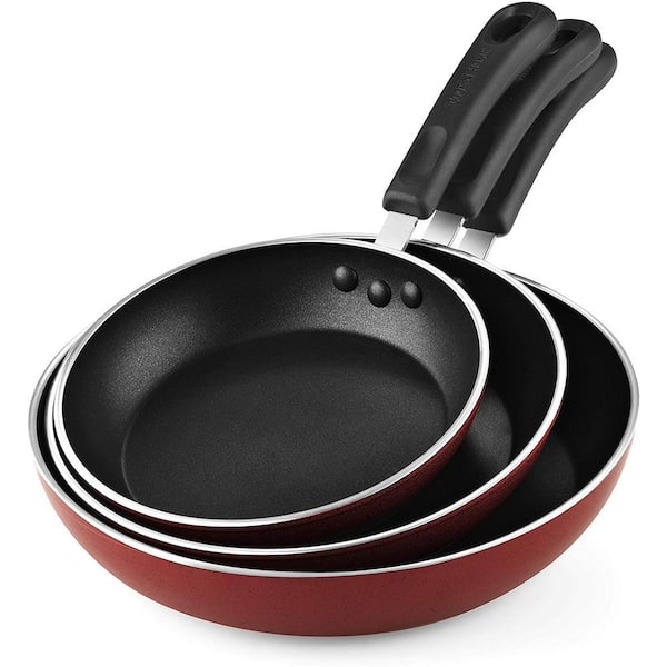 3-Piece Fry Pan/Saute Pan Set with Nonstick Coating Industion Compatible Buttom 8 in./9.5 in./11 in.