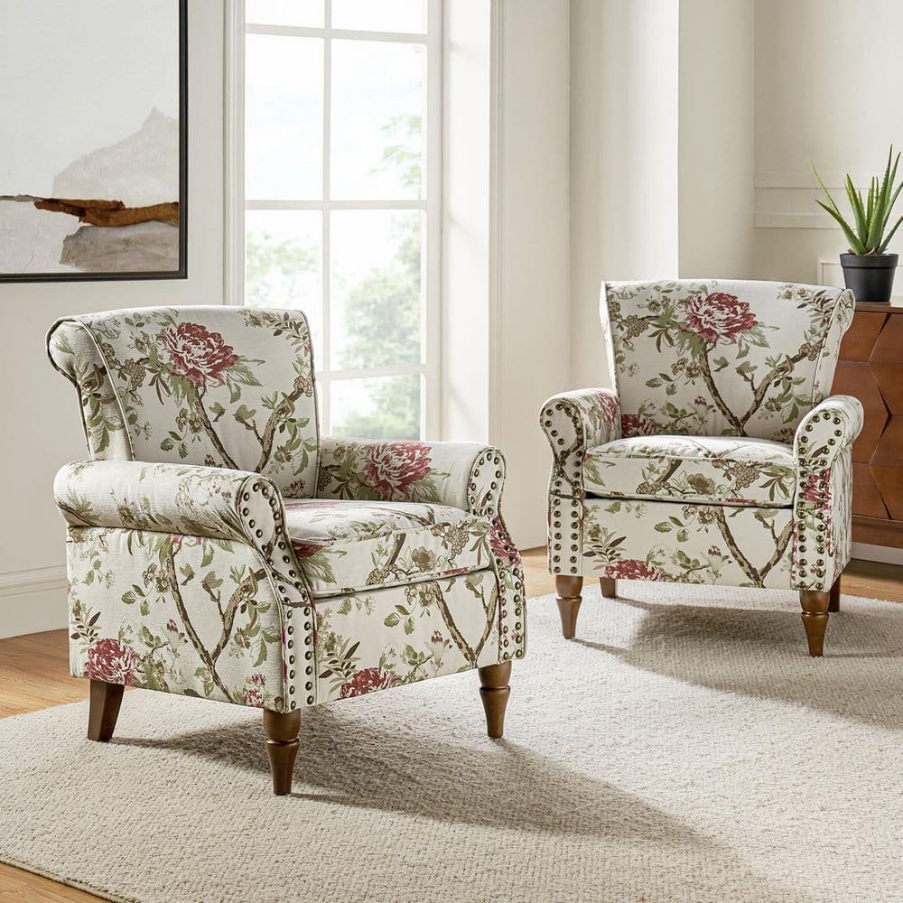 JAYDEN CREATION Auria Traditional Floral Accent Arm Chair with