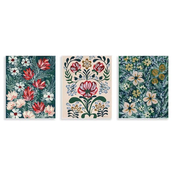 Stupell Industries Boho Folksy Florals by Yvette St. Amant 3 Pieces Unframed Nature Graphic Art Print 14 in. x 11 in.