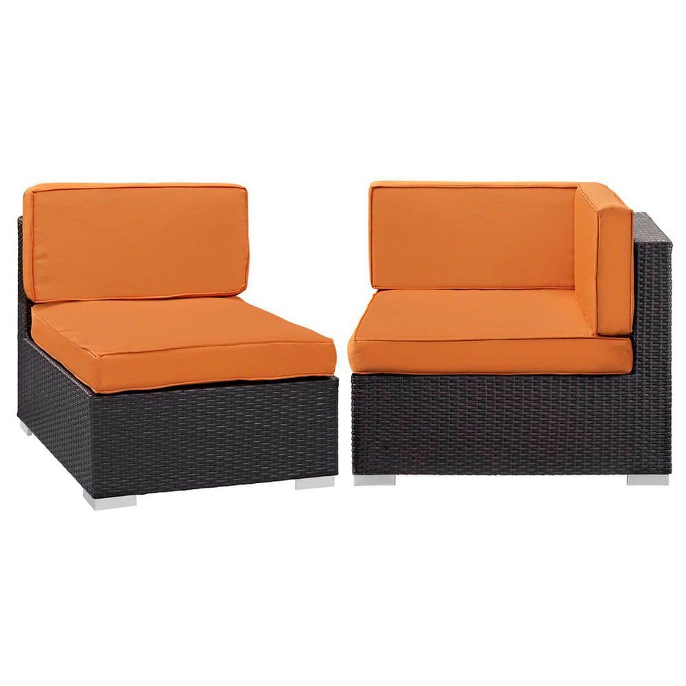 Gather Corner and Middle Outdoor Patio Sectional Set in Espresso Orange price history on PriceWatchPro