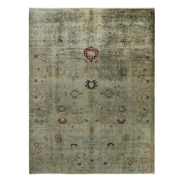 Chloe & Olivia Home Overdyed Green 8 ft. 1 x 11 ft. 7 in. Wool Indoor Area Rug