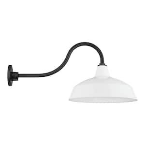 Easton 14 in. 1-Light White Hardwired Outdoor Wall Light Lantern Sconce with Glossy Finish