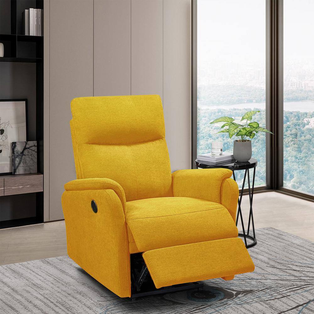 Yellow Fabric High Back Recliner Chair with Emotion and USB Charge