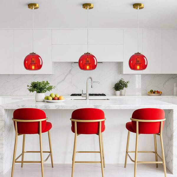 ZHLWIN Home Lighting ‎60-Watt 1 Light 7.87 in. Red Glass Globe