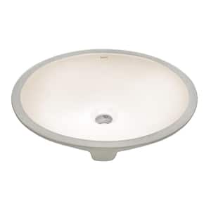 Krona 16 in. x 13 in . Undermount Bathroom Sink in Biscuit Oval Porcelain Ceramic with Overflow