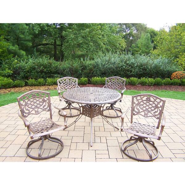 Elite Mississippi Antique Bronze 5 Piece Aluminum Outdoor Dining Set Hd1102t 2104s4 Ab The Home Depot 5 Piece Aluminum Outdoor Dining Set, Elite Outdoor Furniture