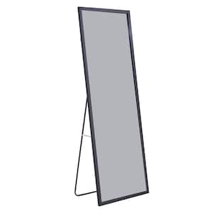 22.8 in. W x 65 in. H Rectangle Solid Wood Frame Full Length Mirror Decorative Mirror in Black