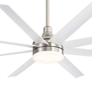 Archer 65 in. Integrated LED Indoor Satin Nickel Ceiling Fan with Light and Remote Control Included