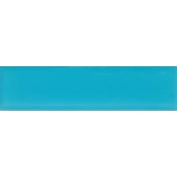 Apollo Tile Laguna Blue 3 in. x 12 in. Matte Finished Glass Mosaic Tile Sample (0.25 sq. ft./Piece)
