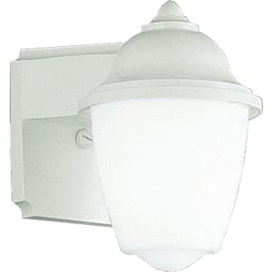 Polycarbonate Outdoor 1-Light White Acrylic Shade Traditional Outdoor Wall Lantern Light