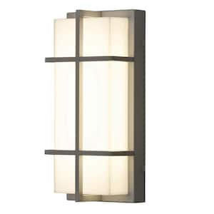 Avenue 12 in. Textured Grey Integrated LED Outdoor Wall Lantern Sconce