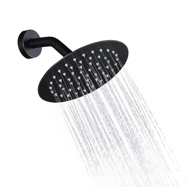 WOWOW 1-Spray Patterns with 1.8 GPM 8 in. Wall Mount Rain Fixed Shower Head in Oil Rubbed Bronze