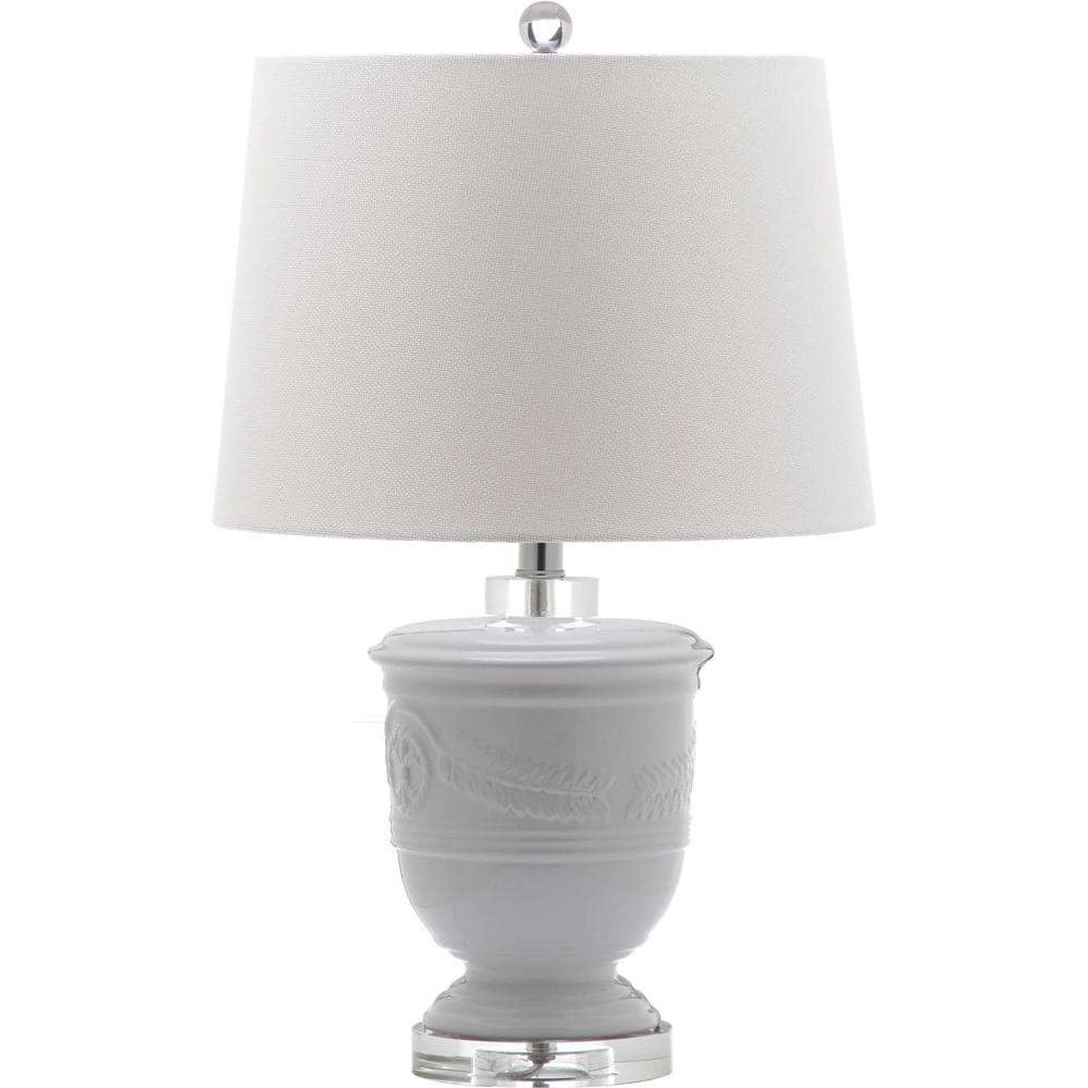 Shoal 23" White Ceramic Table Lamp Set with Textured Cotton Shade