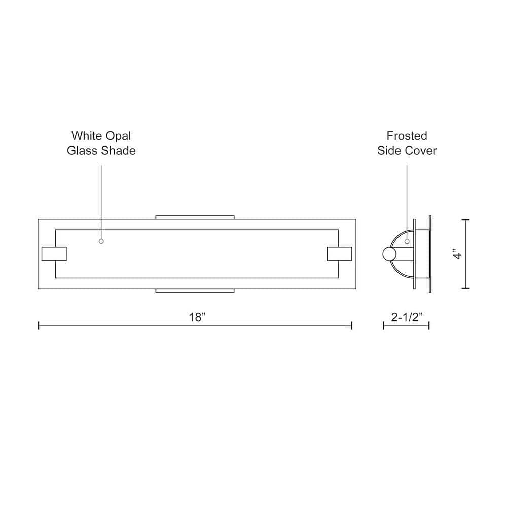 18-Inch Chrome LED Vanity Light with Opal Glass Shade