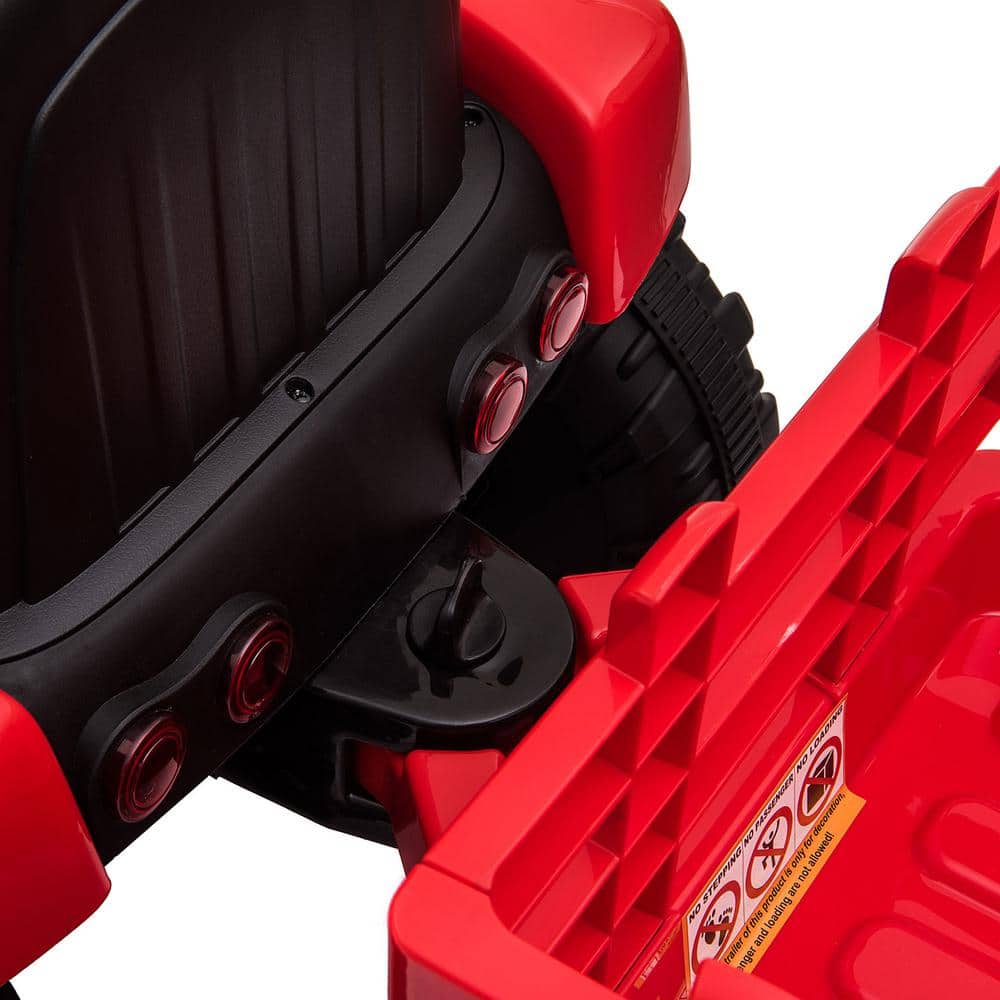 Red 12V Kids Ride-On Tractor with Trailer and LED Lights