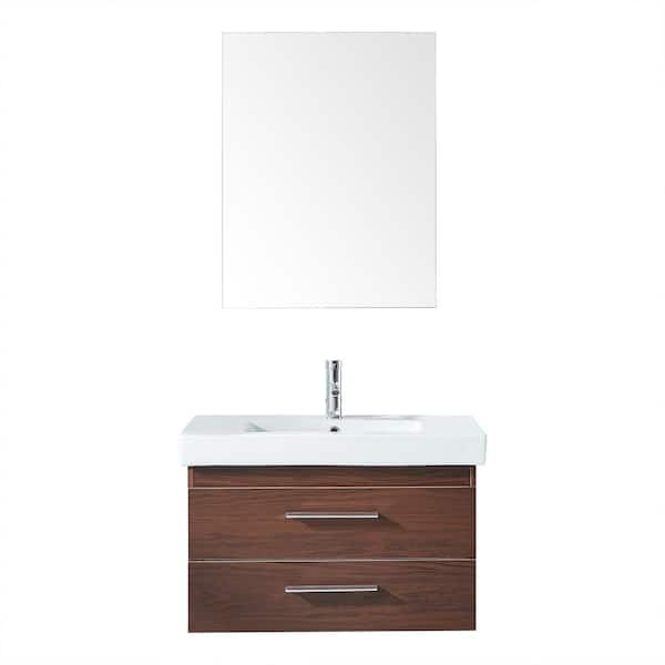 Mediterraneo Palermo 32 in. W x 17 in. D x 18 in. H Bath Vanity in White PVC with Vitreous China Vanity Top and Basin and Mirror