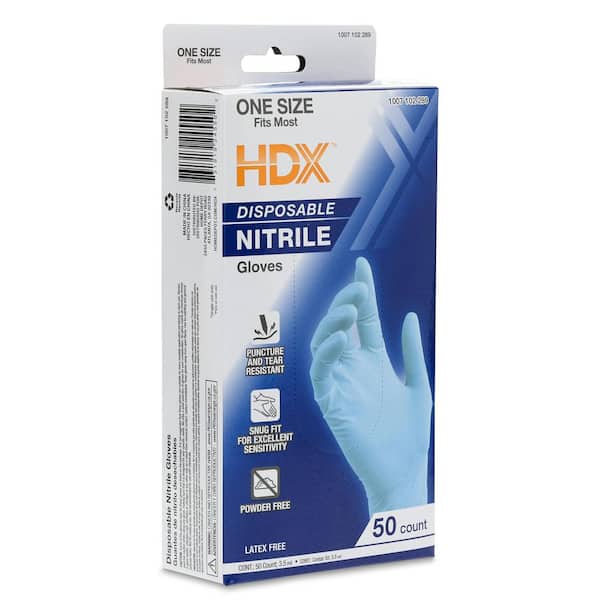 Blue 3.5 mil One Size Fits Most Disposable Nitrile Gloves (50-Count)