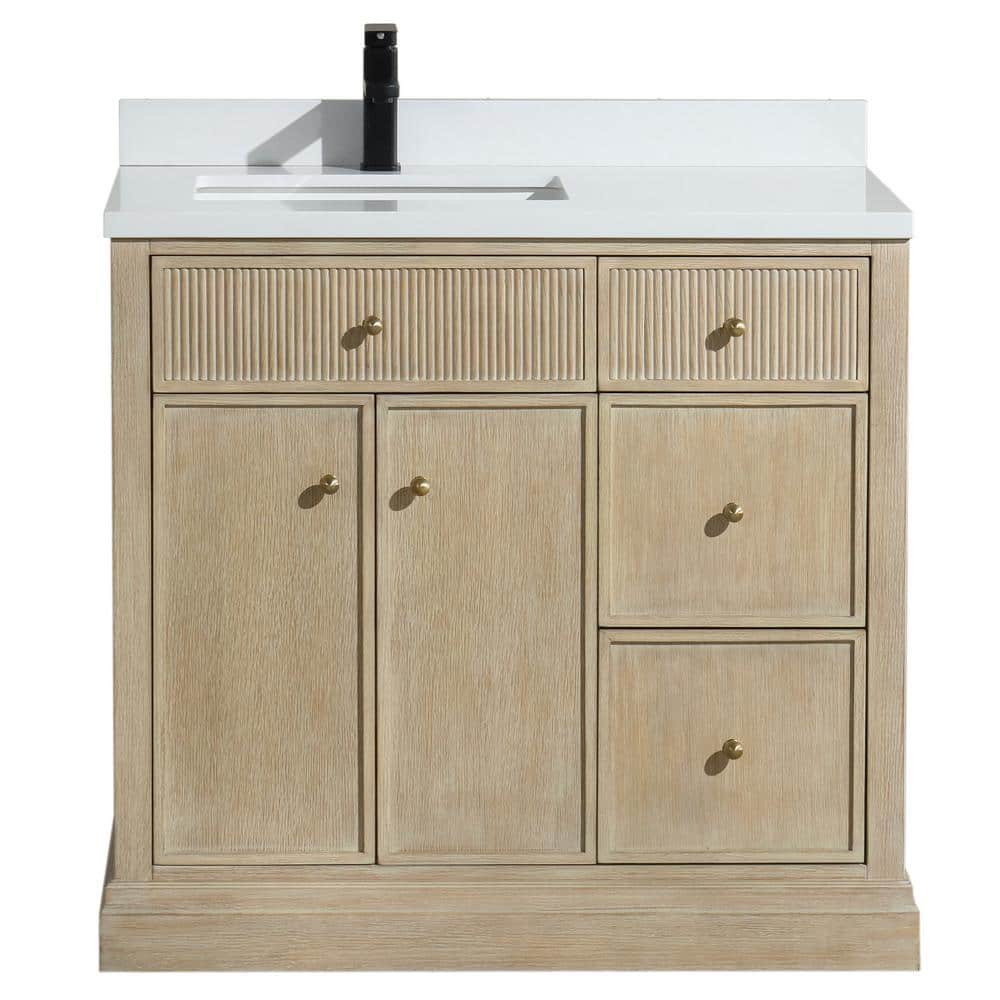 Redondo 36'' Ash Oak Single Bathroom Vanity with Quartz Top