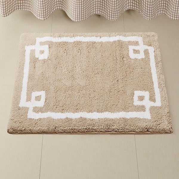 Vsmile 24 in. x 40 in. Taupe Bath Rug Cotton Tufted Plush Bath Mat