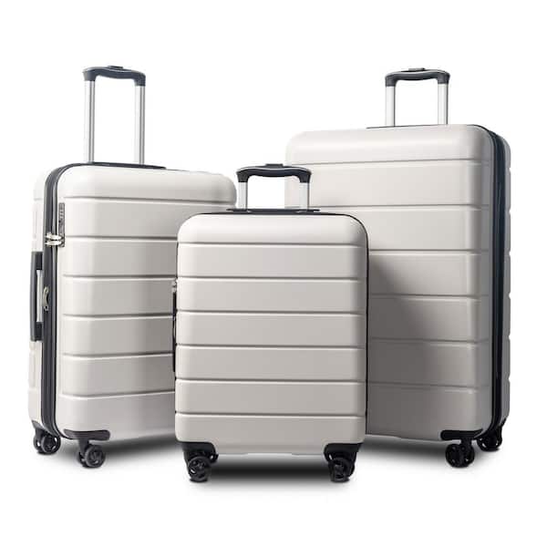Unbranded 3-Piece White 100% PC Suitcase Hard-Sided Suitcase Set with Double Wheels TSA Lock 20 in. x 24 in. x 28 in.