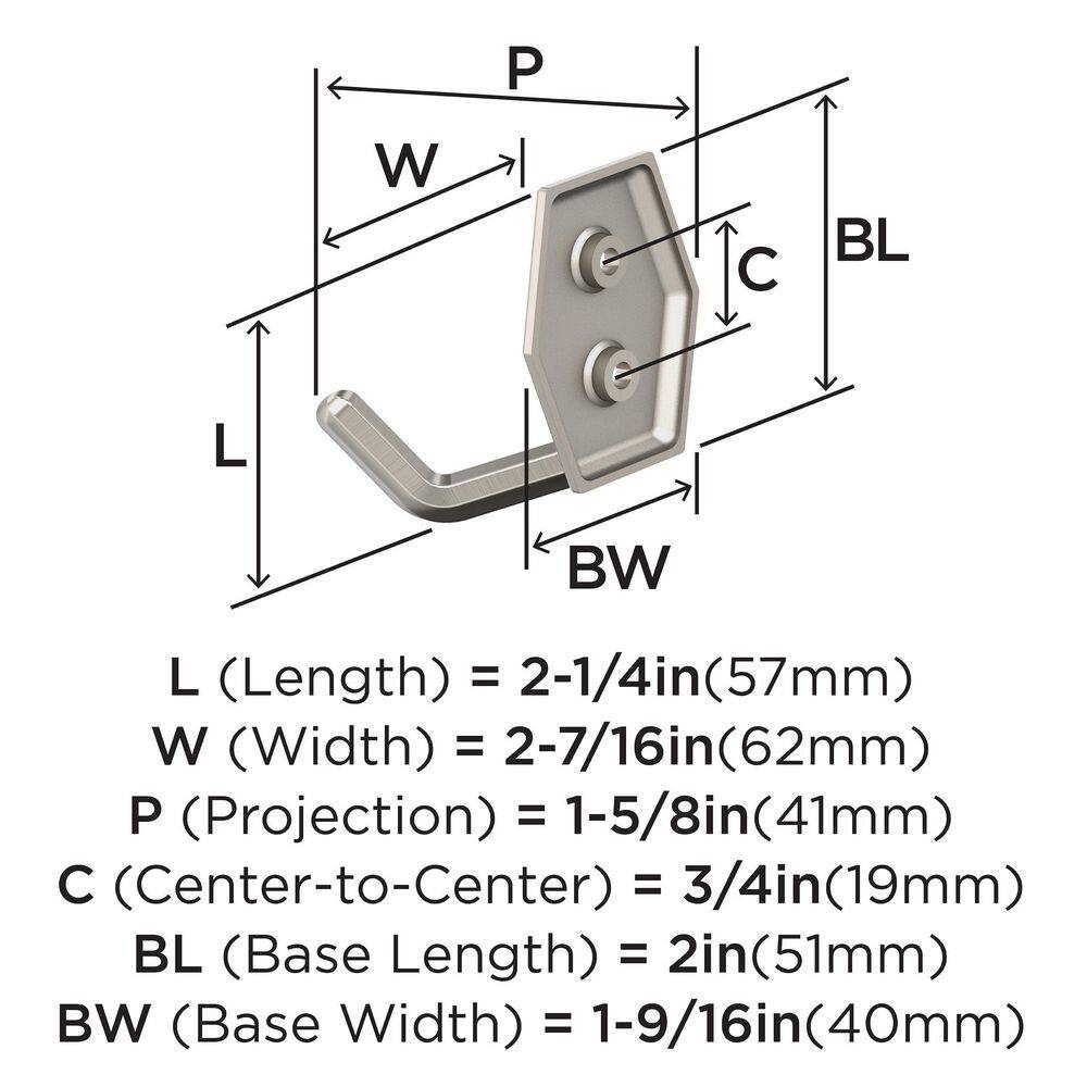 Satin Nickel Double Prong Decorative Wall Hook
