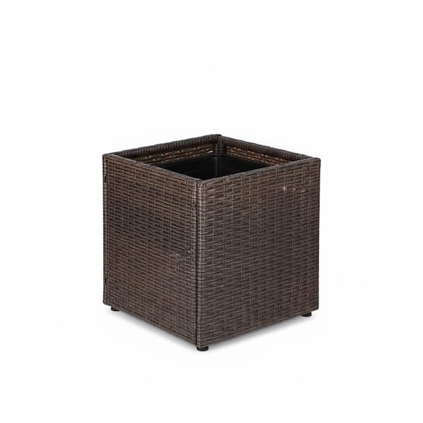 17 in. x 17 in. x 18 in. Wicker and Metal Planter Box