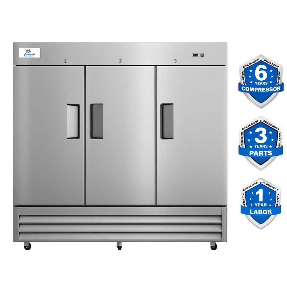 Cooler Depot 81 in. 72 cu. ft. NSF 3 Door Commercial Reach In Upright Refrigerator in Stainless Steel