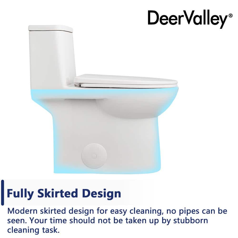 White Ceramic Elongated Dual Flush One-Piece Toilet