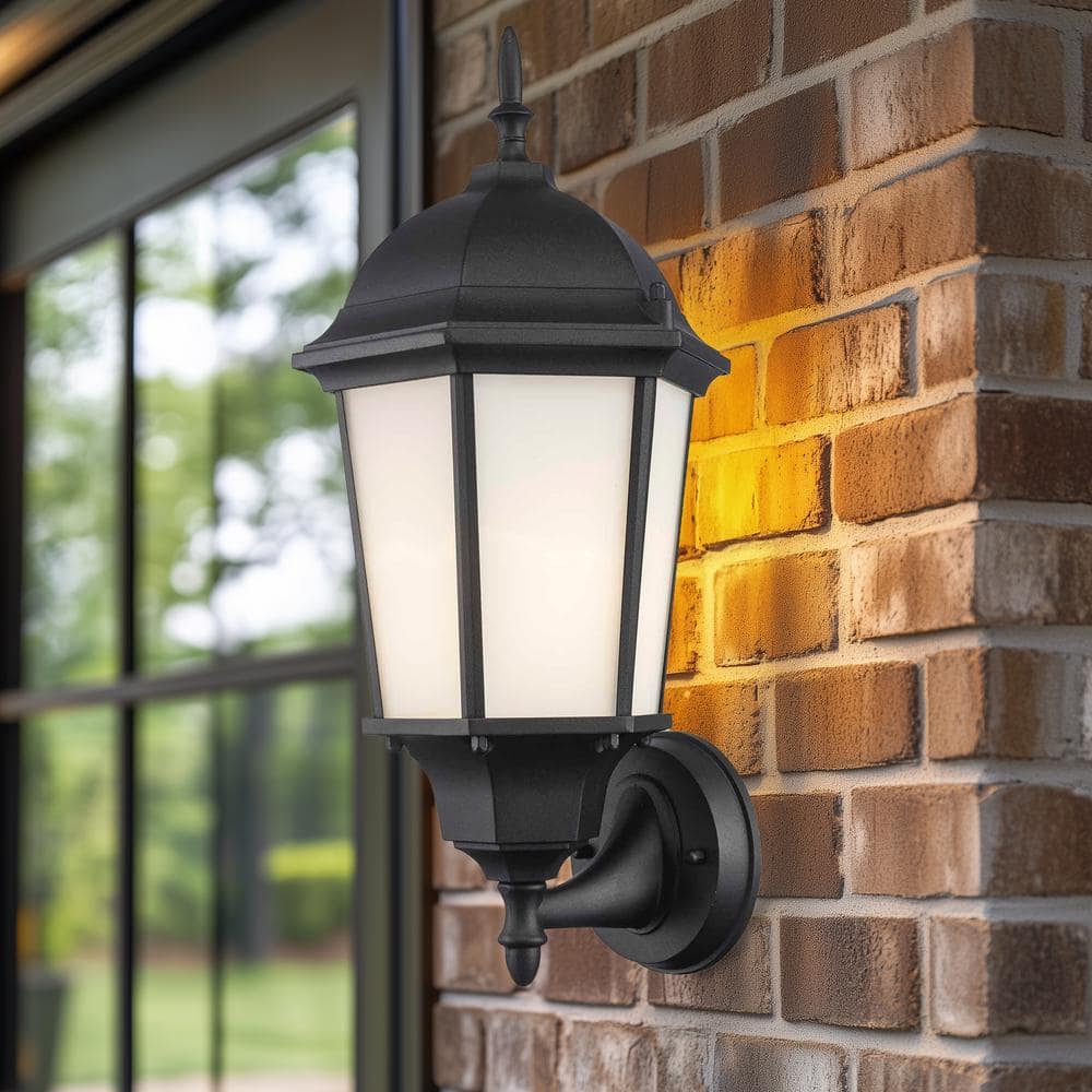 San Rafael 16.5 in. 1-Light Black Outdoor Hardwired Wall Coach Sconce with No Bulbs Included and Frosted Glass price history on PriceWatchPro