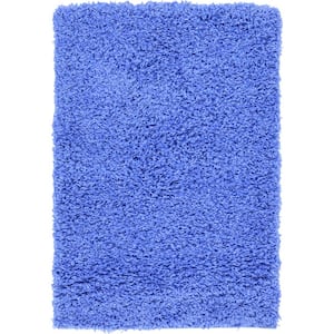 Solid Shag Periwinkle Blue 2 ft. x 3 ft. Area Rug