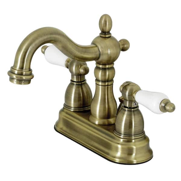 Heritage 4 in. Centerset 2-Handle Bathroom Sink Faucet with Pop-Up Drain in Brass
