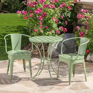 Hot Seller 3-Piece Metal Outdoor Bistro Set, Conversation Set for Backyards, Porches, Gardens, Poolside, Matte Green