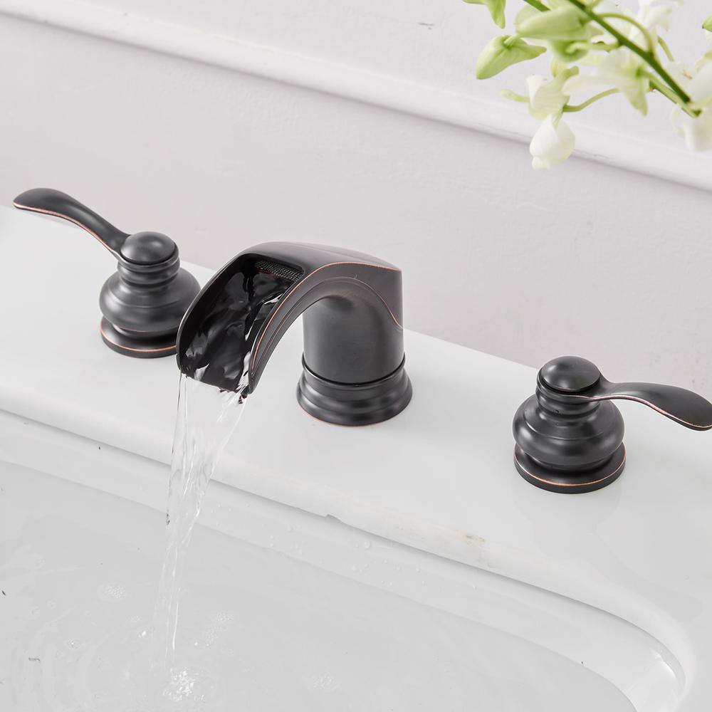 Oil-Rubbed Bronze 2-Handle Waterfall Bathroom Faucet