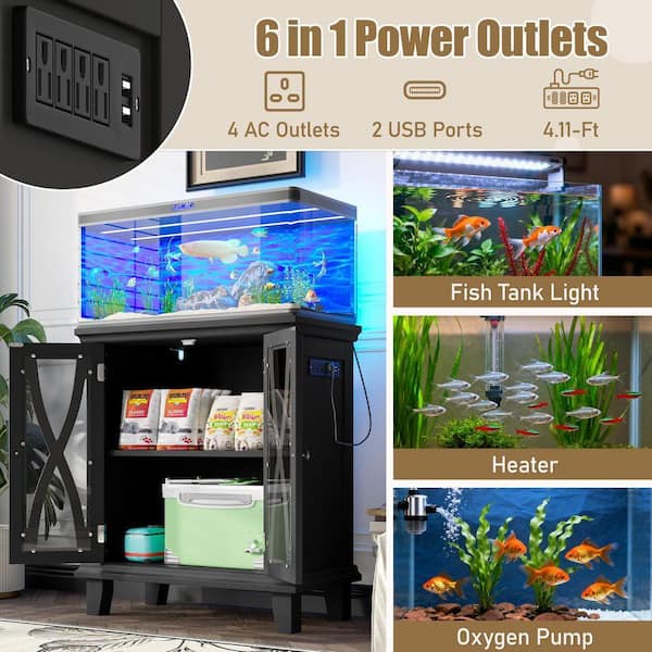 Nestfair 34.25 in. H Black 10-20 Gallon Fish Tank Stand Aquarium