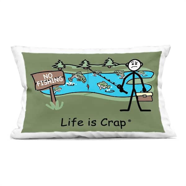 No Fishing at Pond Green Print Polyester 14 in. x 20in. Throw Pillow