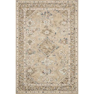 Beatty Beige/Ivory 3 ft. 6 in. x 5 ft. 6 in. Traditional 100% Wool Area Rug