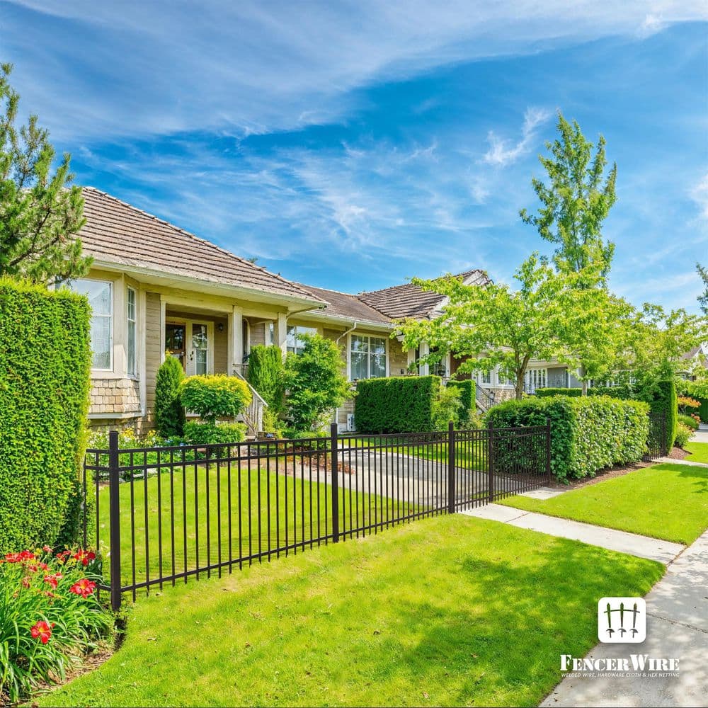 Black Heavy Duty Flat Top Metal Fence Panel, 4 ft. x 6 ft.
