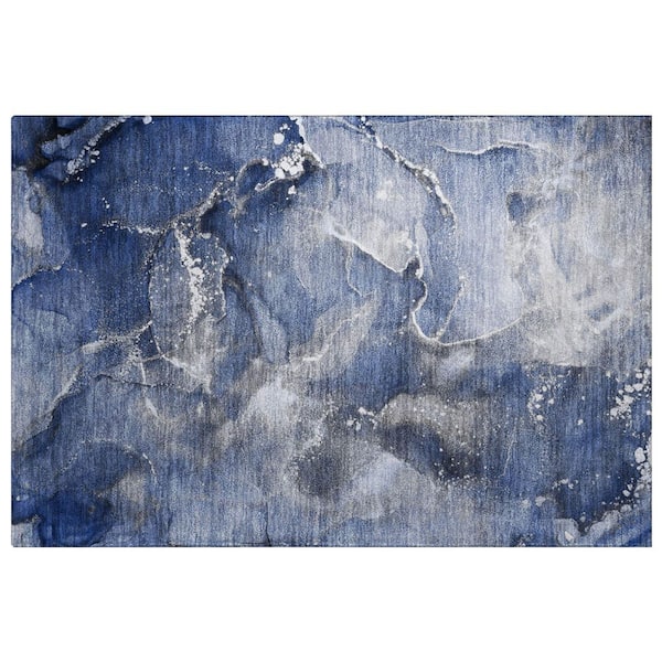 Dream Shag Premium Machine Washable Abstract ADS518 Navy 2 ft. x 3 ft. Accent Rug