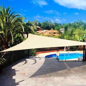 20 ft. x 20 ft. x 20 ft. 185 GSM Beige Equilteral Triangle Sun Shade Sail, for Patio Garden and Swimming Pool