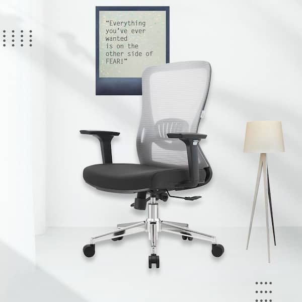 Leisuremod Office Chair Ergonomic Mid-Back Mesh Computer Chair with Swivel and Tilt Adorit Series in Light Grey