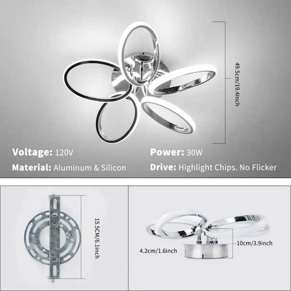 TOZING 19.4 in. Indoor Modern Smart Dimmable Geometric Circle