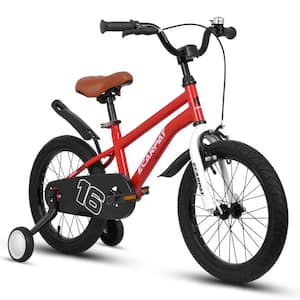 16 in. Kids Bike for Boys and Girls with Training Wheels and Fender Sturdy Frame Anti-Skid Tires V-brake Adjustable Seat